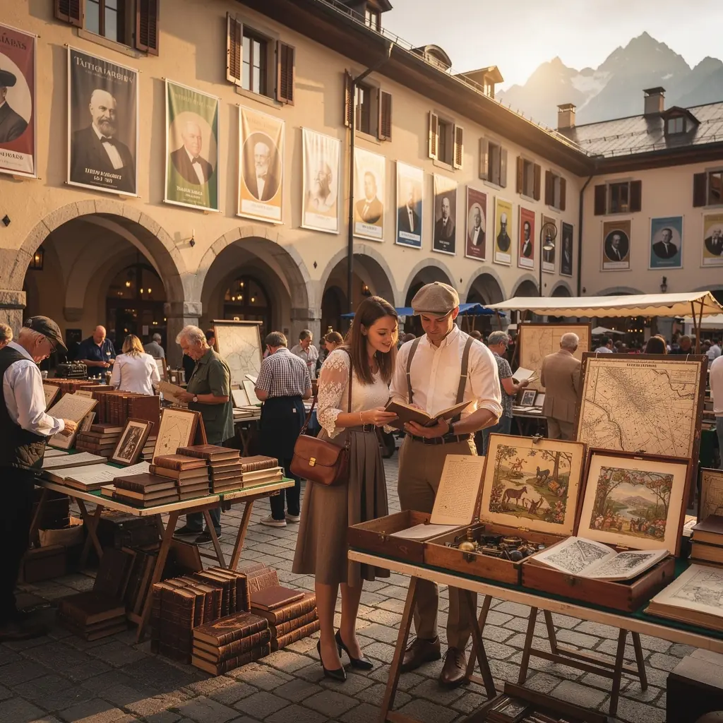 Eine Sammlung seltener Erstausgaben, die in einer eleganten Vitrine aus Holz präsentiert wird.